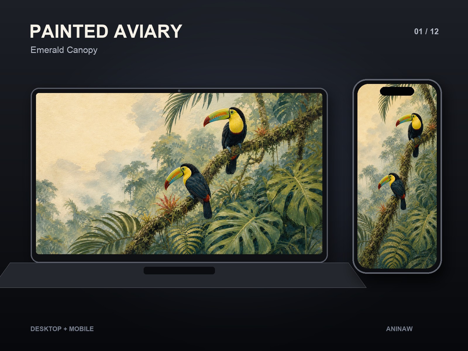 Painted Aviary — 12 Premium Wallpapers for Desktop & Phone – Image 3
