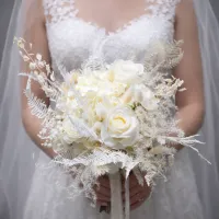 White Artificial Bridal Bouquet – Image 1