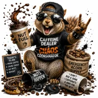 Squirrel with Coffee T-Shirt – Image 1