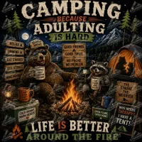 Bear Camping - Digital Image File – PNG