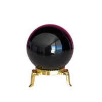 50mm Black Crystal Ball Sphere with Stand, Fortune Teller Crystal Ball for Potions, Spells – Gold Stand