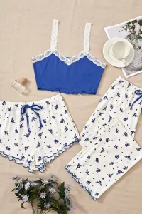 Lace Trim Cami 3-Piece Floral Pajama Set – Image 2