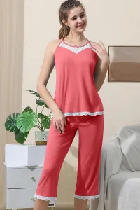 Lace Trim Racerback Capri Pajama Set – Image 14