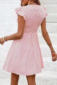 Striped Flutter Sleeve Smocked Waist Dress – Image 6