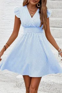 Striped Flutter Sleeve Smocked Waist Dress – Image 3