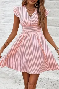 Striped Flutter Sleeve Smocked Waist Dress – Image 5