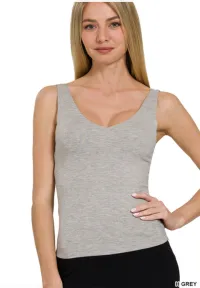 Essential Luxe Double-Layered V-Neck Tank Top – Image 2