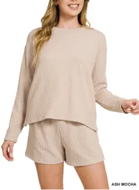 Cozy Rib Knit Long Sleeve Lounge Set – Image 1
