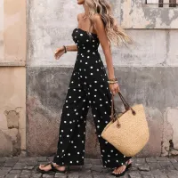 Classic Charm Polka Dot Strapless Wide Leg Jumpsuit – Image 2