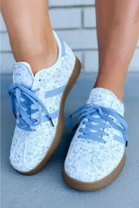 Blossom Lane Floral Lace-Up Sneakers – Image 1