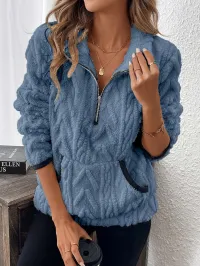 Cozy Days Pocket Teddy Half-Zip Sweatshirt – Image 9