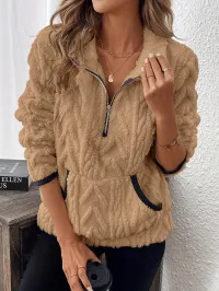 Cozy Days Pocket Teddy Half-Zip Sweatshirt – Image 8