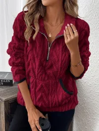 Cozy Days Pocket Teddy Half-Zip Sweatshirt – Image 2