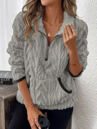 Cozy Days Pocket Teddy Half-Zip Sweatshirt – Image 6