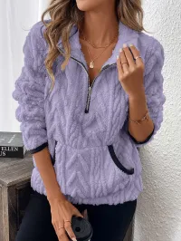 Cozy Days Pocket Teddy Half-Zip Sweatshirt – Image 10