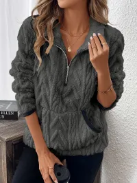 Cozy Days Pocket Teddy Half-Zip Sweatshirt – Image 5