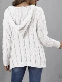 Cozy Comfort Hooded Cable Knit Sweater – Image 2