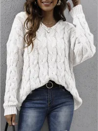 Cozy Comfort Hooded Cable Knit Sweater – Image 1