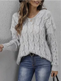 Cozy Comfort Hooded Cable Knit Sweater – Image 3