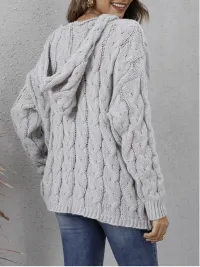Cozy Comfort Hooded Cable Knit Sweater – Image 5