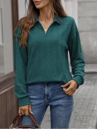 Textured Cable-Knit Collared Top – Image 5