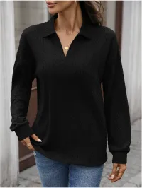 Textured Cable-Knit Collared Top – Image 1