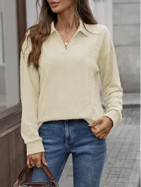 Textured Cable-Knit Collared Top – Image 7