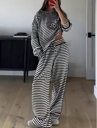 Striped Loungewear 2pcs Top & Pants Set – Image 5