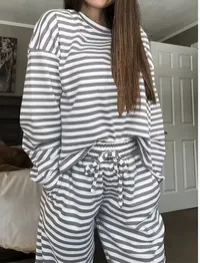 Striped Loungewear 2pcs Top & Pants Set – Image 8