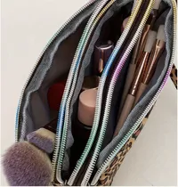 Brown Leopard Wristlet Zipper Makeup Bag – Image 3