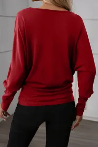 Red Dahlia Solid Color Extended Cuff Long Sleeve Top – Image 2