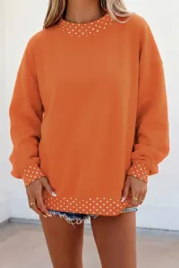 Polka Dot Trim Oversized Mock Neck Sweatshirt – Image 10