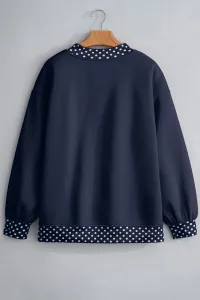 Polka Dot Trim Oversized Mock Neck Sweatshirt – Image 6