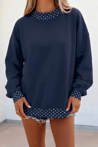 Polka Dot Trim Oversized Mock Neck Sweatshirt – Image 4