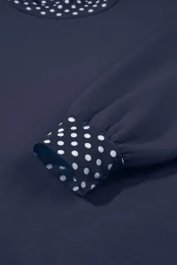Polka Dot Trim Oversized Mock Neck Sweatshirt – Image 8