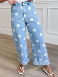 The Sweet Spot Jeans – Polka Dot High Rise Wide Leg Denim – Image 3