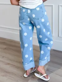 The Sweet Spot Jeans – Polka Dot High Rise Wide Leg Denim – Image 4