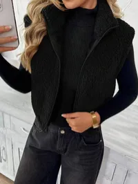 The Fireside Fleece Vest – Teddy Zip-Up Cropped Vest – Image 6
