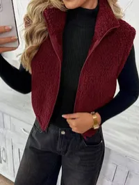 The Fireside Fleece Vest – Teddy Zip-Up Cropped Vest – Image 7