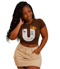 NUW U CLASSIC CROP TOPS – 3X, Brown