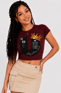NUW U CLASSIC CROP TOPS – Large, Burgandy