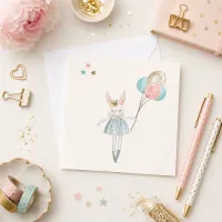 Petite Vous Greeting Card - Rabbit Princess with Balloons – Image 1