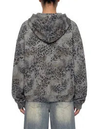leopard print hoodie (VELVET) - zip-up – Image 8