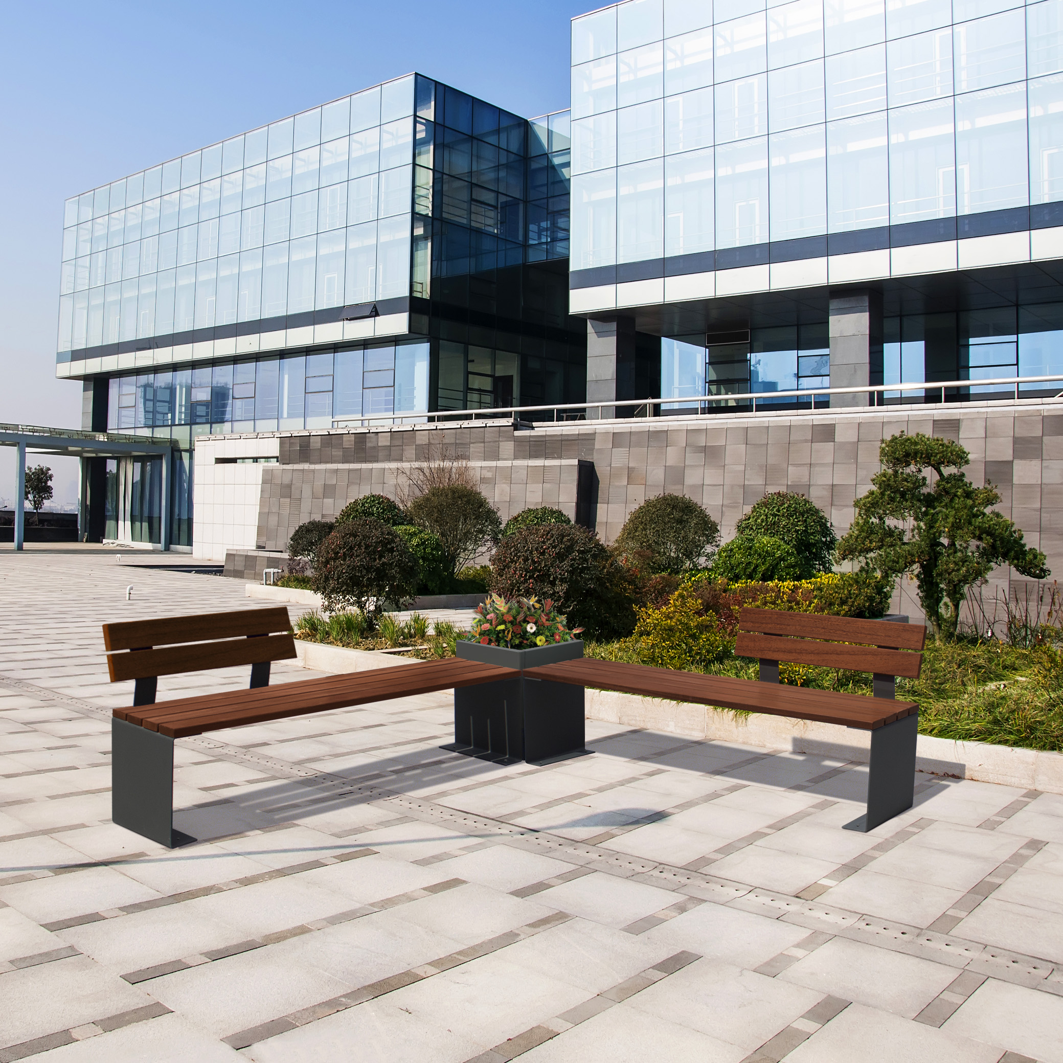 Madrid buitenbank – gerecycleerde kunststof – halve rugleuning – Image 3