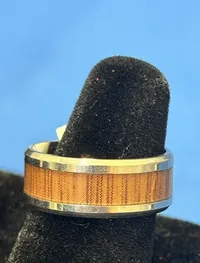 Ring- Silver w/ Wooden Center – Image 1