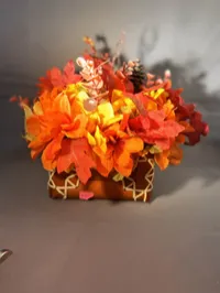 Fall Artificial Floral Arrangement in "Wooden Chest" – Image 1