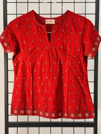 Red Short Sleeve Shirt w/ Paisley Print – Image 1