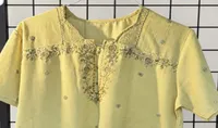 Yellow Short Sleeve Shirt w/ Floral Neck – Image 2