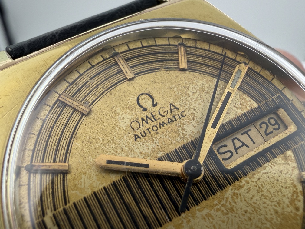 VTG OMEGA 166.0141 Barcode Gold-Tone Dial Automatic Cal Ω 750 Gold Plated 35 mm – Image 3