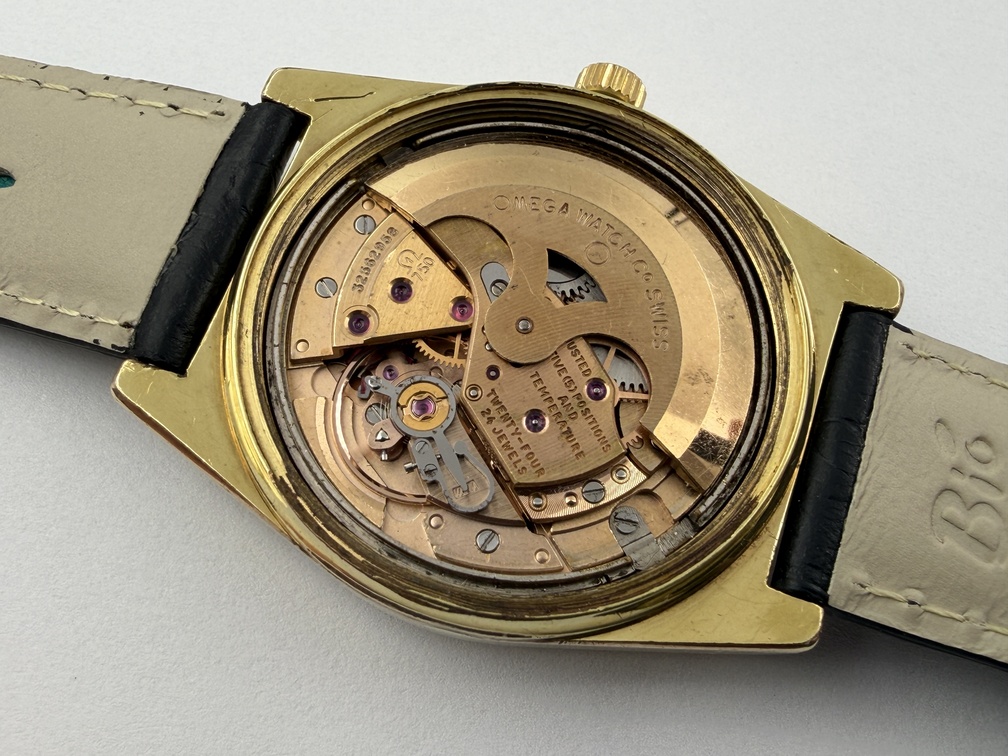 VTG OMEGA 166.0141 Barcode Gold-Tone Dial Automatic Cal Ω 750 Gold Plated 35 mm – Image 11